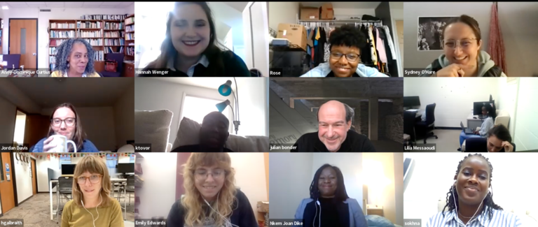 A screenshot from a Zoom event with several attendees