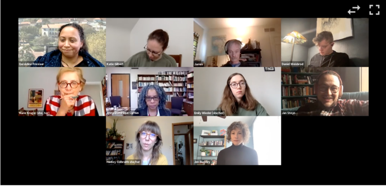 A screenshot from a Zoom event with several attendees