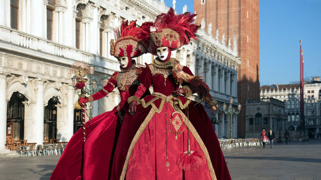 Two masked Masquerade participants of Carneval in Venice.